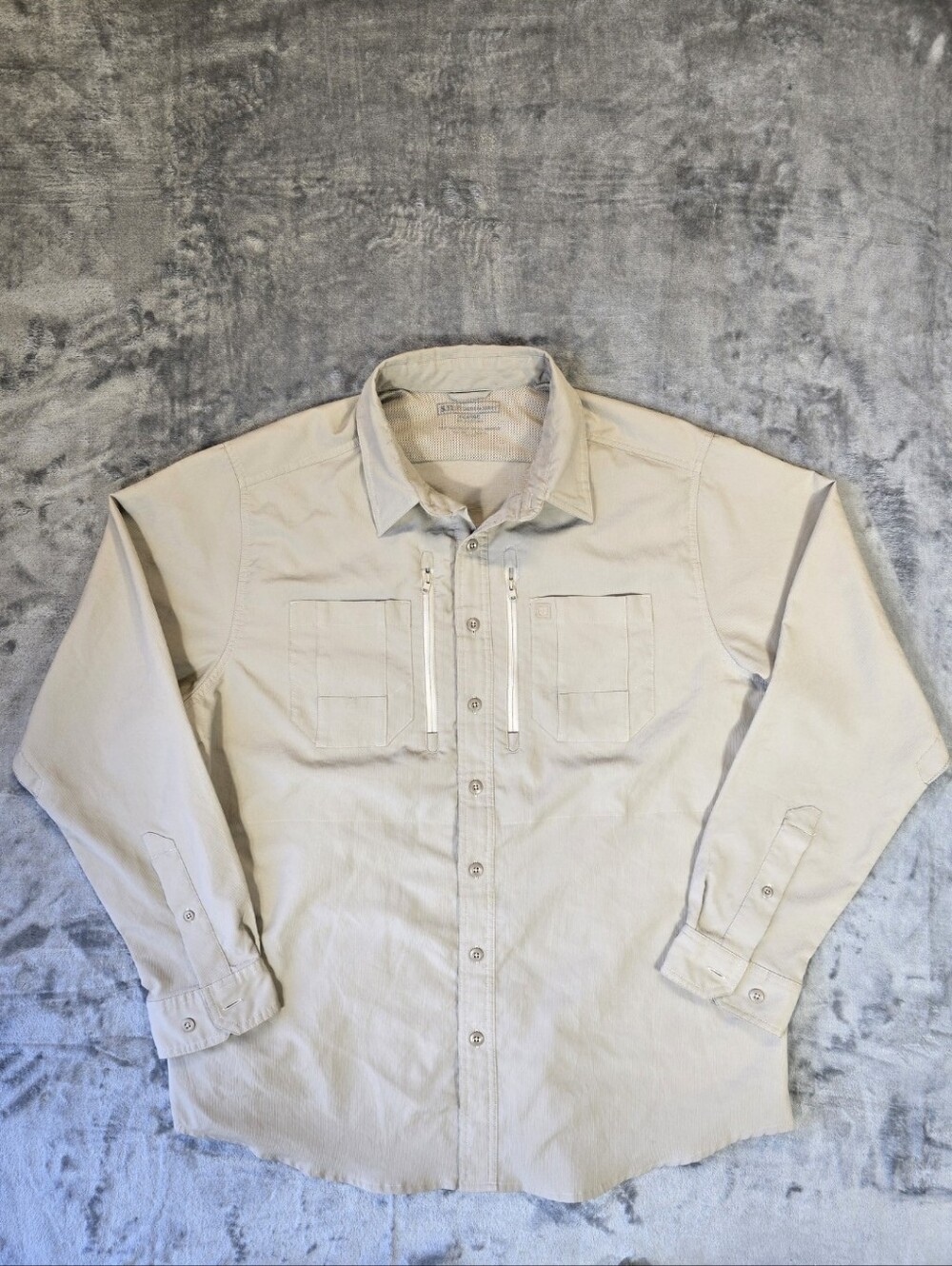 5.11 Tactical Traverse Button Up Shirt Size XL Khaki Utility Outdoor Zipper